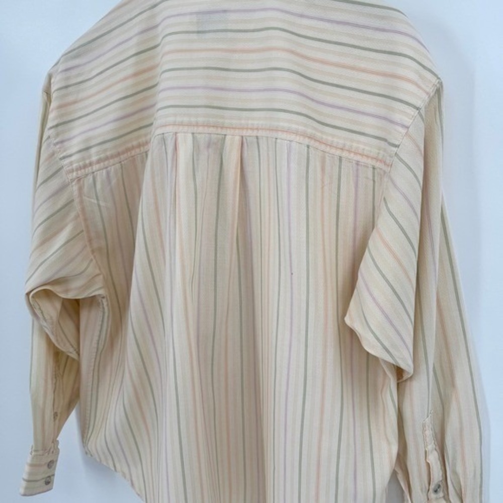 Liz Sport Vtg Pastel Striped Long Sleeve Button Up Shirt‎ Women's Sz L - Picture 7 of 13
